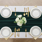 2 Pack 10 Ft Chiffon Table Runner Emerald Green Gauze Long Table Runners 27x120 Inches Sheer Tulle Table Runner for Rustic Wedding Reception Bridal Shower Decorations Birthday Party