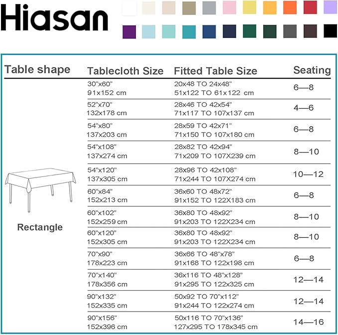 Hiasan Light Blue Rectangle Tablecloth - 30 x 60 Inch - Waterproof & Wrinkle Resistant Washable Fabric Table Cloth for Dining, Party and Outdoor use