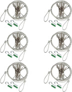 6 Pack 5 ft Steel Wall Hanging Photo Display Cable Wire Rod String with 12PCS Clips, Picture Holders for Kids Crafts, Notes