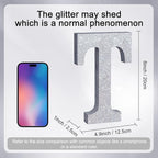 TONIFUL 8 Inch Silver Glitter Letter T Table Centerpiece A-Z Silver Birthday Party Decorations,Silver Alphabet T for Birthday,Chrismas,Graduation,Bridal Shower,Wedding,Anniversary Party Supplies
