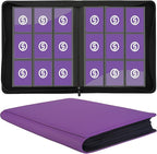 Card Binder 9 Pocket for 360 Cards - Premium Trading Card Binder with Sleeves Protection, Side Loading Card Collection Binder for TCG, MTG, YGO, One Piece Collectible Cards (Purple)