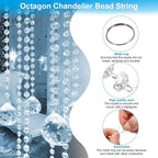 PATIKIL 14 mm Crystal Garland Strands, 32.8 Ft Acrylic Octagon Chandelier Bead Chains String for DIY Craft Wedding Party Home Decorative Jewelry Making, Clear