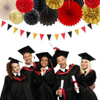 Red-Black Gold Casino Theme Party-Decorations - 20pcs Game Night Paper Lanterns Fans,Tissue Pom Poms,Honeycomb Balls,Bunting,Birthday Graduation Wedding Bridal Baby Shower Decor Burgleda