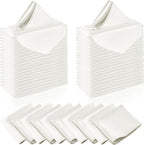 Manyshofu 50 Pieces Ivory White Satin Napkins - 12x12 Inches Cloth Napkins, Square Satin Fabric Napkin Set - Elegant & Reusable Table Napkins for Wedding Dinner Party Lunch Banquet Decoration