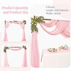 6 Panels Pink Wedding Arch Drapery 28" x 20Ft Wedding Arch Draping Fabric Chiffon Fabric Drape Sheer Backdrop Curtain for Weddings Party Swag Ceremony Birthday Arbor Drapery Reception Ceiling Décor