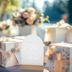 Wedding Guest Book Sign for Ceremony and Reception, Acrylic Wedding Signs with Wood Stand, 5x7" Frosted Arch Please Sign Our Guestbook sign, Perfect for Rustic Wedding Decoration, Party, Anniversary