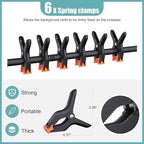 T-Shape Backdrop Stand 8x5.3FT, Height and Width Adjustable Background Stand for Parties,Green Screen Holder with 6 Spring Clamps