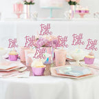 24 PCS Fall in Love Cupcake Toppers Glitter Fall Theme Party Cupcake Picks Bridal Shower Cupcake Decorations for Autumn Wedding Engagement Anniversary Birthday Party Cake Decorations Supplies Pink