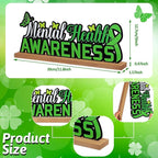 Mental Health Awareness Metal Sign Rustic Table Decor Holiday Tiered Tray Decor with Wooden Base Freestanding Metal Word Sign for Home Tabletop Centerpiece Mantel Shelf Fireplace