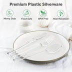300 Count Extra Heavy Duty Clear Plastic Silverware, 100 Forks, 100 Spoons, 100 Knives, BPA-Free, Heat Resistant, Disposable Plastic Utensils Set, Plastic Cutlery Set, Plasticware Bulk
