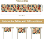 4th of July Table Runner, Rustic Vintage Country Red White Blue American Stars Independence Day Print Table Cover for Farmhouse Kitchen Dining Table Decor, 13x120inch