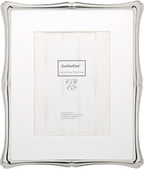 8 x 10'' Premium Alloy Silver Photo Frame with 5x7'' Mat - Luxury Hi End Display Picture Frames 5x7'' with Black Velevt Back