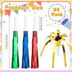 Noise Makers, 24 PCS Gold Noise Makers, Glitter Metallic Fringed Party Blowers Noisemakers Horns for Adults for 2025 New Year Eve Party Birthday Sporting Events Favor Supplies Decorations (Mixcolor)