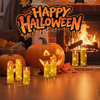 Raycare Flameless Candle with Remote Timer – 5 Flickering Acrylic Battery Operated LED Pillar Candles with Embedded Star String for Halloween, Home Decor, and as a Gift(Glod)