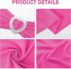 Howhic Pack of 120 Spandex Chair Sashes Bows Stretch Chair Cover Band with Buckle Slider Universal Elastic Chair Ties for Wedding Banquet Party Event Decoration (Fuchsia)