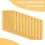 50 PCS Gold Satin Chair Sashes Bows Universal Chair Ribbon Ties Back Sash for Wedding Party Reception Events Banquets Hotel Event Chair Cover Decoration (7x108 inch)