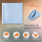 Manyshofu 60 Piece Baby Blue Satin Napkins - 20x20 Inch Square Fabric Napkins Set - Soft & Reusable for Wedding Dinner Party Lunch