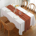 10 Pack 10 Ft Chiffon Table Runner Rust Gauze Long Table Runners 27x120 Inches Sheer Tulle Table Runner for Rustic Wedding Reception Bridal Shower Decorations Birthday Party