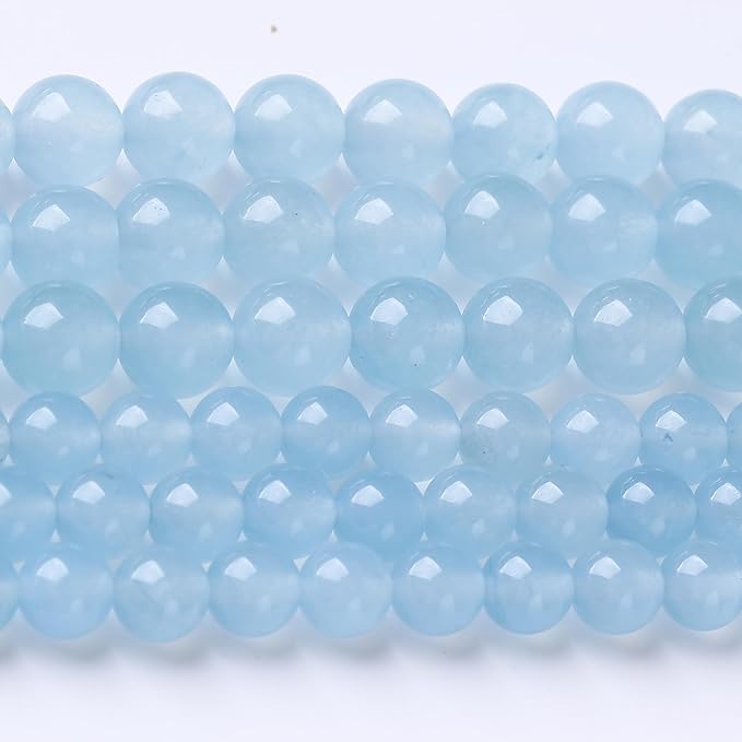 Ice Blue Chalcedony Stone Beads Gemstone Round Crystal Energy Jade Beads Stone Beads for Jewelry Making DIY Bracelet Necklace Jewelry Making 1 Strand 15.5inch 31PCS 12MM