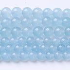 Ice Blue Chalcedony Stone Beads Gemstone Round Crystal Energy Jade Beads Stone Beads for Jewelry Making DIY Bracelet Necklace Jewelry Making 1 Strand 15.5inch 35PCS 10MM