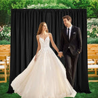 2 Panels Black Backdrop Curtain, 10 x 7 Feet Background Curtains for Parties, Weddings, Baby Showers, Bachelorette Halloween, Christmas Birthday Party Photoshoot Backdrop Curtains Decorations