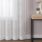 VISIONTEX Sheer Curtains 63 inch Length 2 Panels Set, Decorative White Coral Embroidery, Rod Pocket Embroidered Window Drapes for Living Room and Bedroom, 54" x 63"
