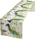Peacock Table Runner,Spring Plant Butterfly Print Seasonal Table Runner for Home Kitchen Dining Party Indoor Outdoor Decoration 13x70 Inch