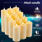 Da by 12 Pack Outdoor Waterproof LED Flameless Candles with Remote Control Timer, Realistic Flickering LED Pillar Candles for Wedding, Festival, Outdoor & Home Decoration-D 3'' H 4'' 5'' 6''7''