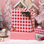 Burymento Red Checkerboard Wrapping Paper, Gift Wrap for Birthday, Valentines, Mothers day, Graduation, Wedding, Fathers day, Baby Shower, Christmas (17in x 32.8ft)