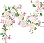 Peony Flower Garland, Rose Flower Swag, 6' Wedding Arch Flowers for Wedding Decor Home Table Runner Mantle Party Decor (Champagne Peony Garland)