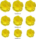 BRT Bearingshui Crepe Paper Flowers Decoration for Wall Total 9 Pcs, Artificial Flowers Backdrop for Wedding Decor Baby Bridal Shower Birthday Party, Yellow 3D Wall Flowers Decor
