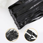 5 Pack Black Foil Curtain Backdrop 3.2ft x 9.8ft Metallic Tinsel Foil Fringe Curtains Streamer Photo Booth Backdrop for Birthday Party Engagement Bachelorette Party Decorations (Black)