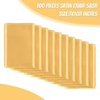 Satin Chair Sashes Bows Universal Chair Ribbon Ties Back Sash for Wedding Party Reception Events Banquets Hotel Event Chair Cover Decoration (7x108 inch) (100, Gold)