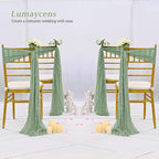 50 PCS Cheesecloth Chair Sashes Bows Wedding Aisle Decorations Chair Ribbon Ties Back Sash for Wedding Party Events Banquet Chair Cover Decoration (Sage Green)