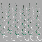 36 Pcs Green White Hanging Swirl Decorations Felt Swirl Streamer Spiral Ceiling Garland for Birthday Graduation Wedding Retirement Baby Shower Spring Summer Christmas Masters Golf Party Decor Supplies