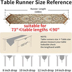 Luxury Vintage Design Table Runners 108 inches long Embroidery Jacquard Fabric with Multi-Tassels table runners for Dining Room Dresser Wedding holiday Party fireplace Decorations (Coffee, 12X108inch)