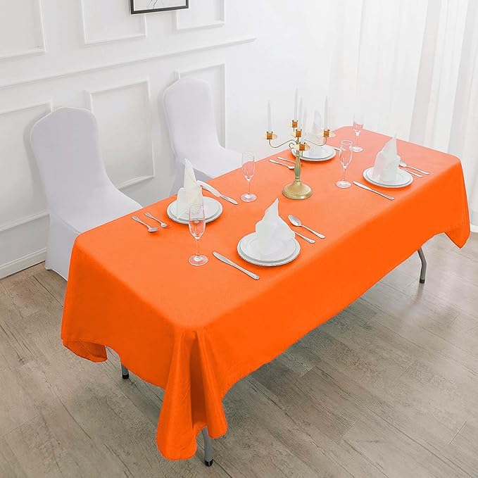 Rectangle Tablecloth 60x102 inch Washable Polyester Fabric Table Cloth for Wedding Party Dining Banquet Decoration（60x102, Orange）