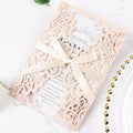 50pcs Blush Pink Wedding Invitations With Envelopes and Rsvp Cards 5x7 Inches Laser Cut Wedding Invitation Pockets for Bridal Shower QuinceañEra Engagement Birthday Invites