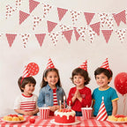 32Ft Crawfish Party Decorations Red Buffalo Plaid Crawfish Pennant Banner Fabric Triangle Flag Garland Streamers for Lobster Birthday Shrimp Seafood Boil Baby Shower Barbecue Party Decor Supplies
