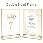 NIUBEE 6Pack 4 x 6 Clear Acrylic Sign Holder with Gold Borders and Vertical Stand, Double Sided Table Menu Holders Picture Frames for Wedding Table Numbers, Restaurant Signs, Photos and Art Display