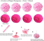 ZERODECO Party Decoration, 21 Pcs Pink Hanging Paper Fans, Pom Poms Flowers, Garlands String Polka Dot and Triangle Bunting Flags for Birthday Parties, Bridal Showers, Baby Showers, Wedding