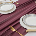 6Pack 9ft Chiffon Table Runner 14x108 Inch Sheer Romantic Table Runner for Wedding Birthday Party Bridal Shower Outdoor Decoration -Burgundy