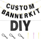 TaoBary 112 Pcs DIY Letter Kit Glitter Customizable Banner Letters Include 107 Letters and Numbers 3 Rope and 2 Needles for Birthday Halloween Christmas Wedding Valentine Party Decor(Black)