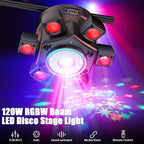 2-Pack 120W Moving Head 6 Arms Stage Lights with Mixed Lighting Effects,DJ Stage Lighting for Party Disco Club Wedding Bar