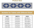Boho Bohemia Style Dark Blue Table Runner, Country Rustic Farmhouse Magical Abstract Print Pattern for Home Kitchen Table Decor Dining Coffee Room Garden Party Decor 13x60in