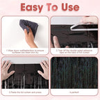 2 Pack Laser Black Tinsel Foil Fringe Curtains, Black Party Decorations, Metallic Tinsel Party Streamers Backdrop for Birthday Halloween Masquerade New Years Gatsby 1920s Party Decorations