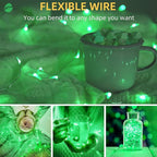 LAMPHOME 6 Pack St Patrick's Day Fairy Lights Battery Operated String Lights 6.6ft 20 Led Mason Jar Lights Waterproof Silver Wire Light Fireflies DIY Party Wedding Christmas Decoration(6 Pack,Green)