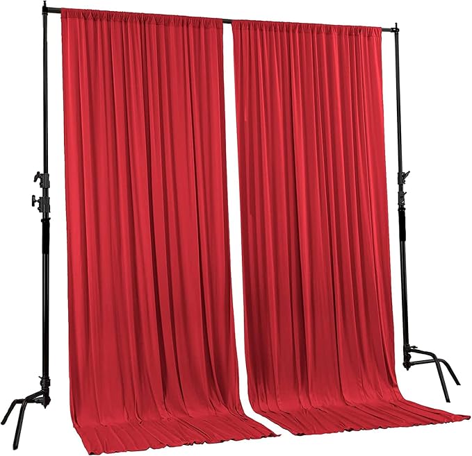 AK TRADING CO. 10 feet Wide x 12 feet Long IFR Polyester Backdrop Drapes Curtains Panels with Rod Pockets - Wedding Ceremony Party Home Window Decorations - (RED)