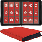 Card Binder 9 Pocket for 360 Cards - Premium Trading Card Binder with Sleeves Protection, Side Loading Card Collection Binder for TCG, MTG, YGO, One Piece Collectible Cards (Red)