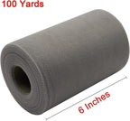 Silver Tulle Fabric Roll 6 Inch X 300 FT (100 Yards) Matte Tulle Ribbon Netting Mesh Spool for DIY Tutu Skirt Wedding Bow Gift Wrapping Baby Shower Christmas Party Halloween Decorations